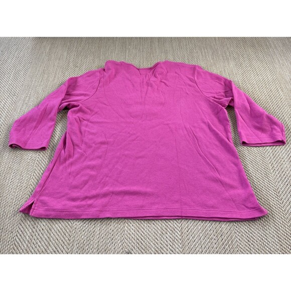 Quacker Factory XL Pink Embellished Crown Pullover Top Tunic Stretch 3/4 Sleeve - Picture 4 of 4